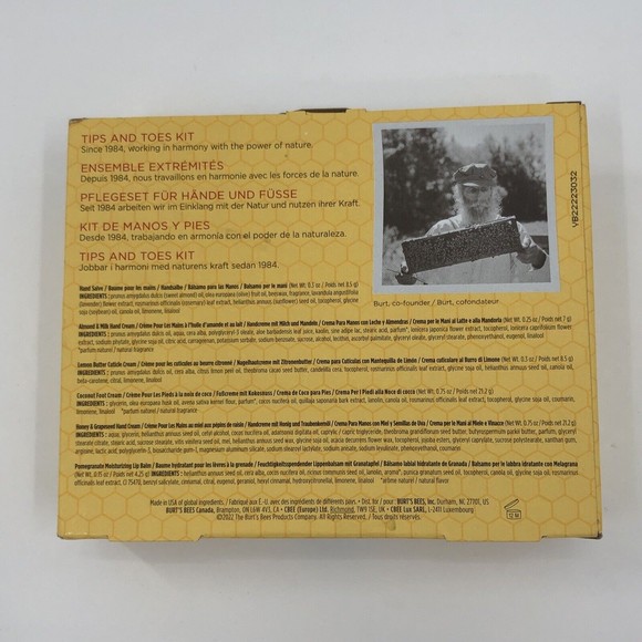Burts Bees Tips Toes Kit 6 Pieces Hand Salve Cuticle Creams Lip Balm Travel NEW - Picture 2 of 7